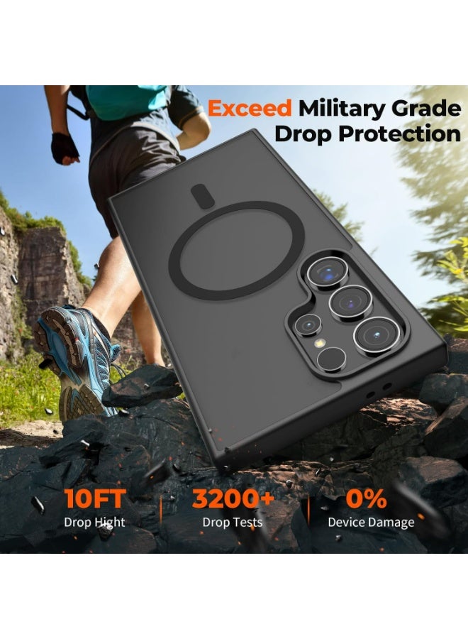 Magnetic for Samsung Galaxy S24 Ultra Case Compatible with MagSafe Slim Translucent Shockproof Phone Case,Black - Image 5