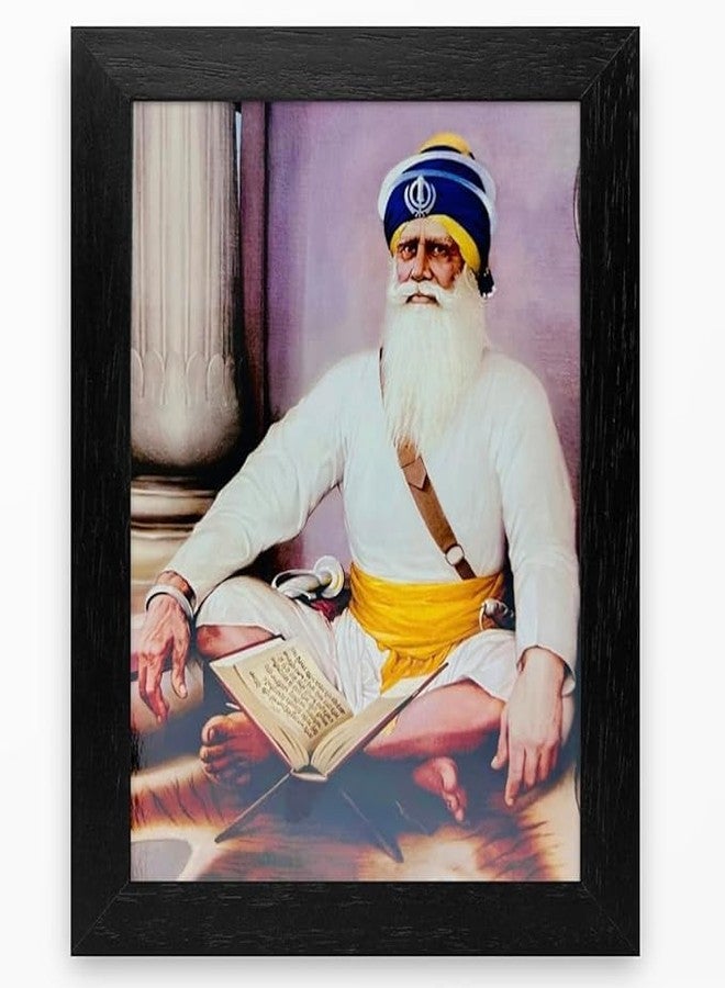 TEYRAH Baba Deep SIngh Ji Photo Frame (7 x 9 Inches) Wall Sketch Pencil Art Black & White Sikh Guru Photo Wall Hanging with photo size (5x7 Inches) 1 Inches Thicker - Image 3