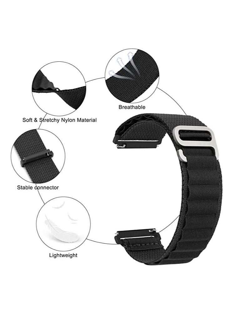 Generic Alpine Loop 22mm Compatible With Realme Watch 2 Realme Watch 2 Pro - Smart Watch Sport, Durable Sport Nylon Strap With Titanium G Hook  Black  - Image 2