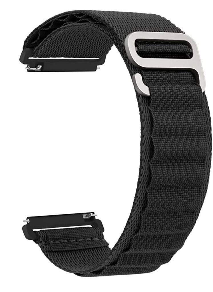 Generic Alpine Loop 22mm Compatible With Realme Watch 2 Realme Watch 2 Pro - Smart Watch Sport, Durable Sport Nylon Strap With Titanium G Hook  Black  - Image 1