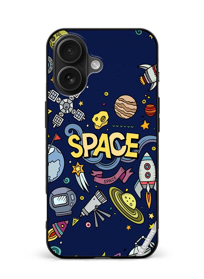 Protective Case Cover For Apple iPhone 16 Space Design Multicolour