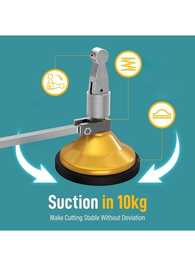 THE WHITE SHOP 2PCS-Heavy Duty Circular Glass Cutter with Round Knob Handle and Suction Cup Adjustable Diamond Glass Cutter Tool - Image 4