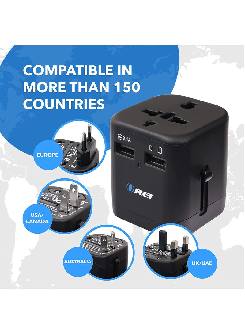 OREI OREI Worldwide Universal Travel Adapter with Dual USB Ports 21A Smart Plug Charging AllinOne 100V250V plug International plug Adapter for Cell Phones Tablets Camera 5 Years of Warranty  - Image 5