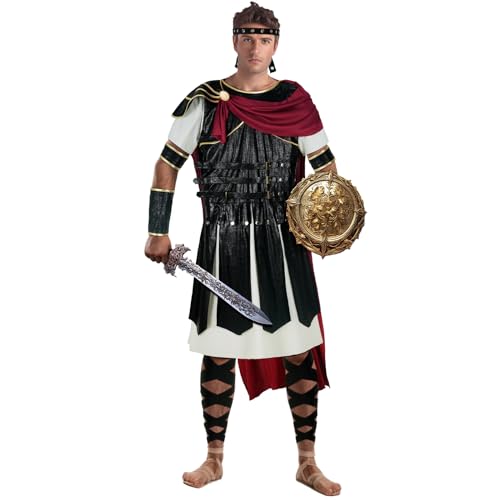 NEKIFUI Men's Adult Roman Gladiator Warrior costume Spartan outfits Halloween Soldier Armor Set(Z3742,S) - Image 1