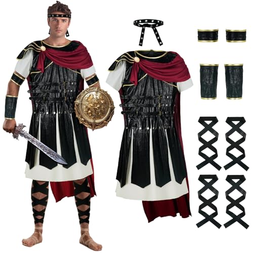 NEKIFUI Men's Adult Roman Gladiator Warrior costume Spartan outfits Halloween Soldier Armor Set(Z3742,S) - Image 3