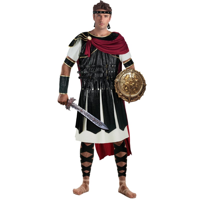 NEKIFUI Men's Adult Roman Gladiator Warrior costume Spartan outfits Halloween Soldier Armor Set(Z3742,S) - Image 4