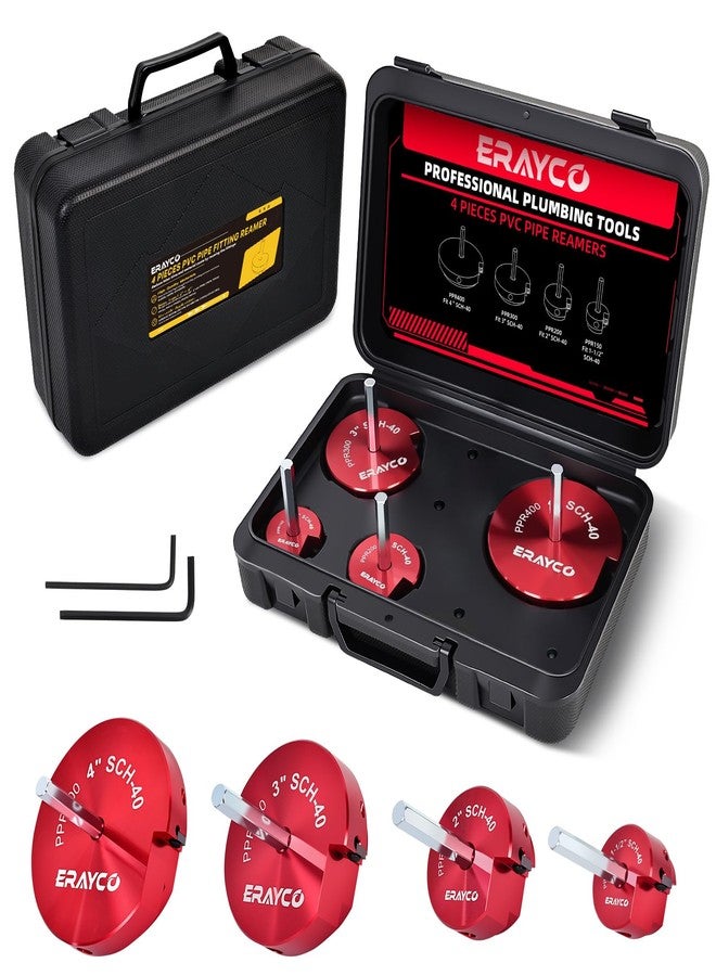 طقم موسع أنابيب PVC من ERAYCO، أداة توسيع وصلات الأنابيب البلاستيكية، تناسب المثاقب القياسية 1/2 بوصة، حافظة وصلات PVC لأنابيب SCH40 PVC CPVC ABS - 4 قطع (1-1/2 بوصة، 2 بوصة، 3 بوصة، 4 بوصة) - Image 1