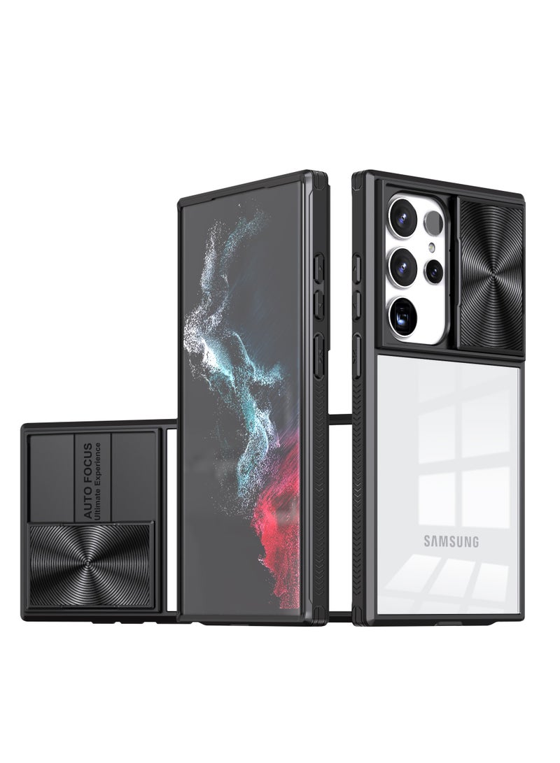 Samsung Galaxy S24 Ultra 5G Case with Camera Cover,TPU Protective Hard Back&Soft Bumper, Shockproof Upgraded,Full Body Clear Phone Cover for Galaxy S24 Ultra 5G (Galaxy S24 Ultra, Black) - Image 1