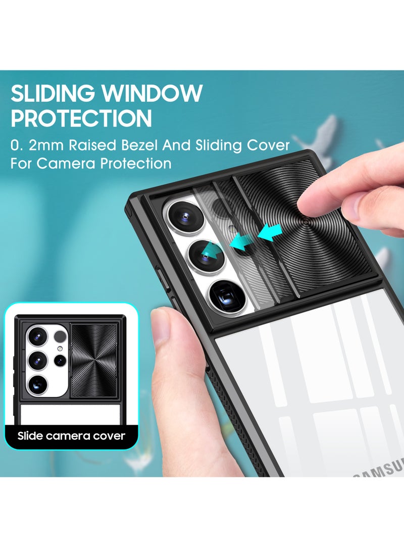 Samsung Galaxy S24 Ultra 5G Case with Camera Cover,TPU Protective Hard Back&Soft Bumper, Shockproof Upgraded,Full Body Clear Phone Cover for Galaxy S24 Ultra 5G (Galaxy S24 Ultra, Black) - Image 2