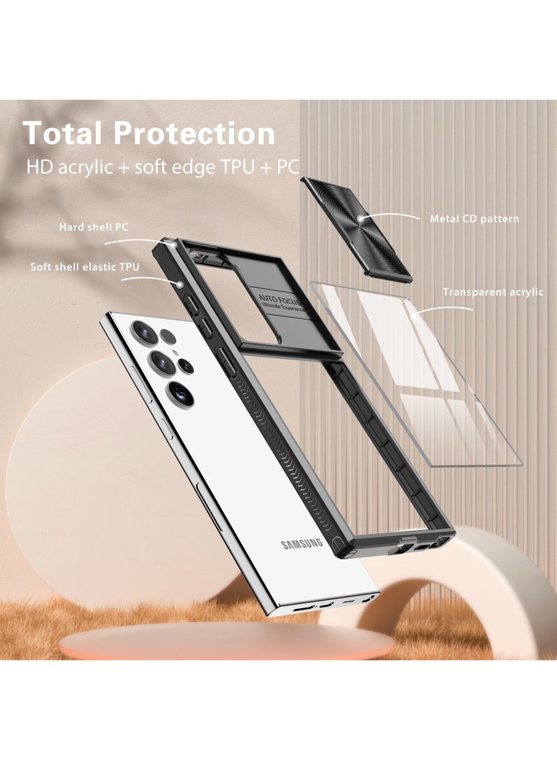 Samsung Galaxy S24 Ultra 5G Case with Camera Cover,TPU Protective Hard Back&Soft Bumper, Shockproof Upgraded,Full Body Clear Phone Cover for Galaxy S24 Ultra 5G (Galaxy S24 Ultra, Black) - Image 4