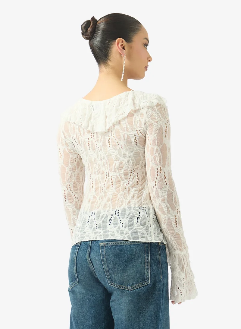 Ginger Lace Ruffle Detail Top