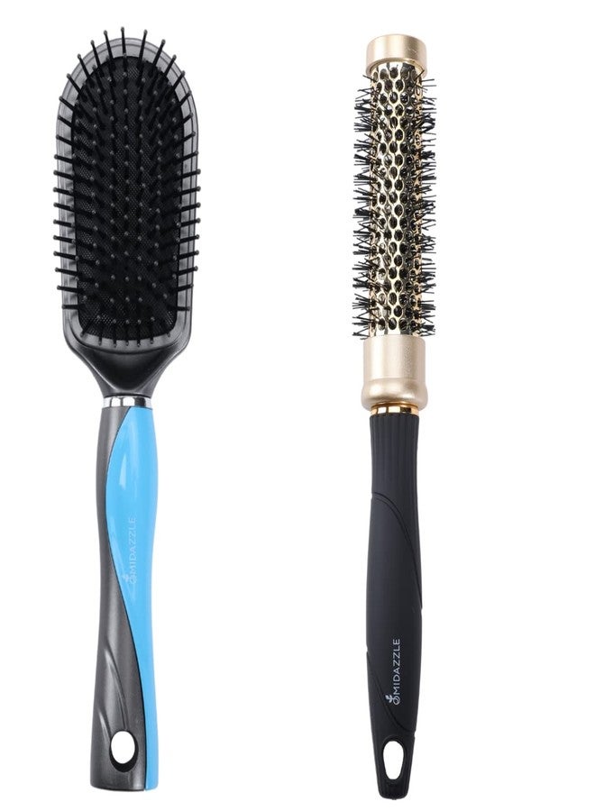 Omidazzle Midazzle Premium Cushioned & Curl Hair Brush for Men & Women - Pack of 2 (HB2-12) - Image 1