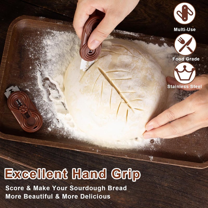 Sis-YaoLan Bread Lame Upgraded Extractable Lame Bread Tool& Anti-Slip Handle with Long Retractable Razor Magnetic Reusable Dough Scoring Tool, Sourdough Scoring tool （Bread Making 5 Razor Blades） - Image 3