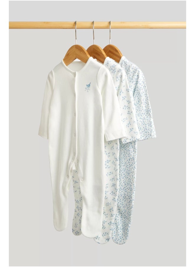 mothercare Ditsy Baby Sleepsuits - 3 Pack  - Image 1