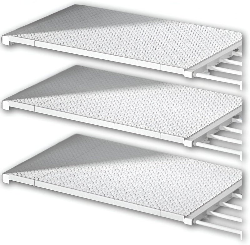 Expandable Cabinet Shelf Organizer 3-Piece Set, Adjustable Storage Rack for Kitchen Cupboards, Pantry, Closet, Bathroom, Stackable Space Saver Shelves for Home Organization - Image 1
