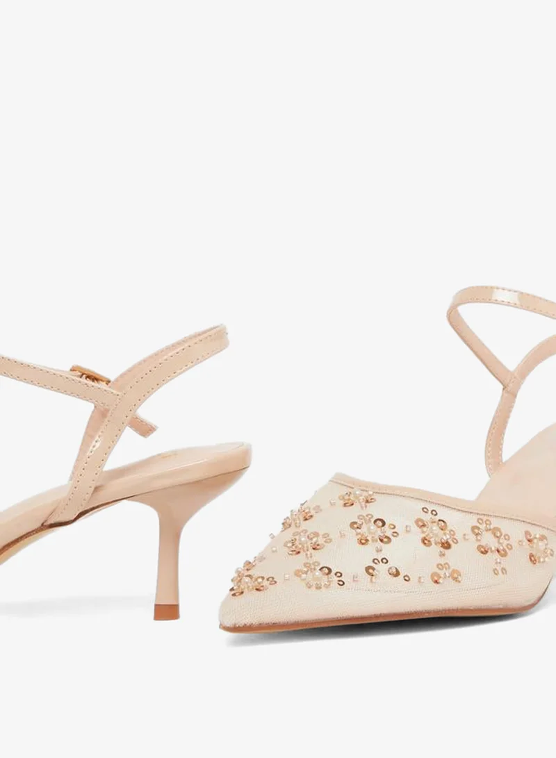 Styli Women Beige Embellished Pointed Toe Shoes