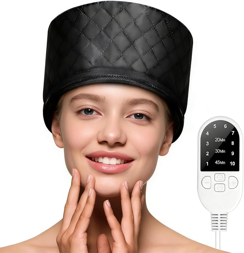 Heat Cap for Deep Conditioning, 10-Level Heats Up Quickly 3 Time Settings Hair Steamer for Natural Hair Home Use Thermal Steam Cap for Black Hair Portable Heating Caps - Image 1