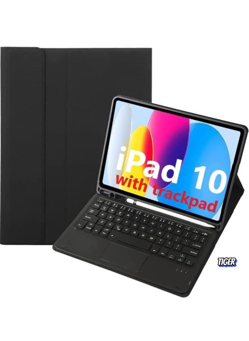 TIGER Keyboard Case for iPad 10.9 Inch 10th Generation 2022 - Bluetooth Rechargeable Keyboard with Foldable Case, Trackpad, Pencil Slot, and Adjustable Kickstand – Black, Perfect for iPad 10 2022  - Image 2