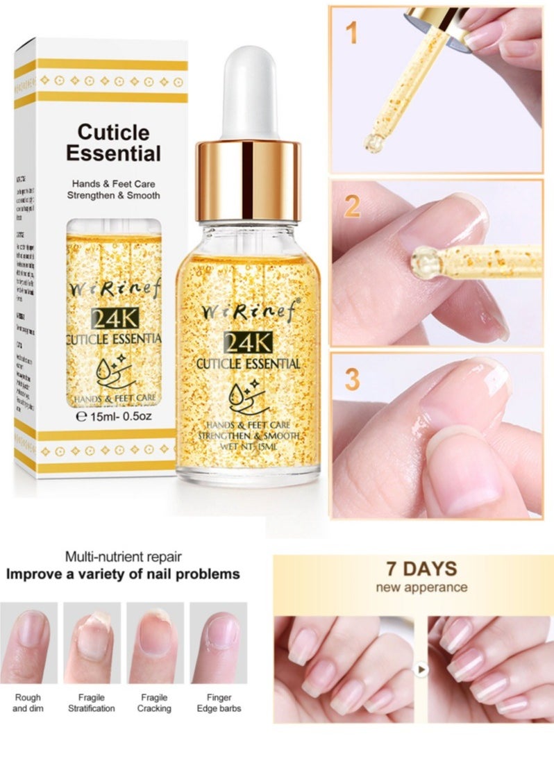 WiRinef Cuticle Essential Hands & Feet Care Strengthen &Smooth,  24K Cuticle Essential Cuticle Oil Nail Polish Cuticle Oil Strengthens Nail Cuticles Removes Moisturizes and Nourishes  - Image 1