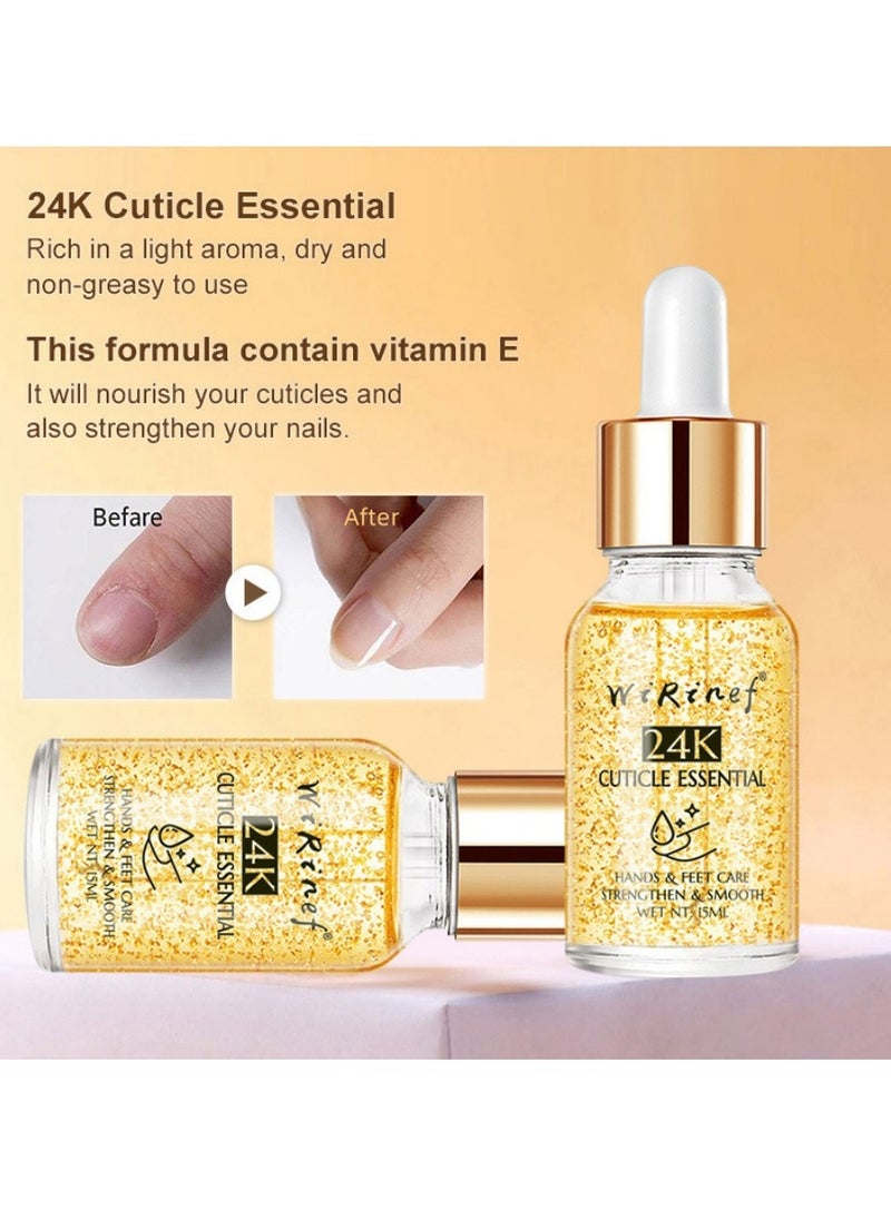 WiRinef Cuticle Essential Hands & Feet Care Strengthen &Smooth,  24K Cuticle Essential Cuticle Oil Nail Polish Cuticle Oil Strengthens Nail Cuticles Removes Moisturizes and Nourishes  - Image 2