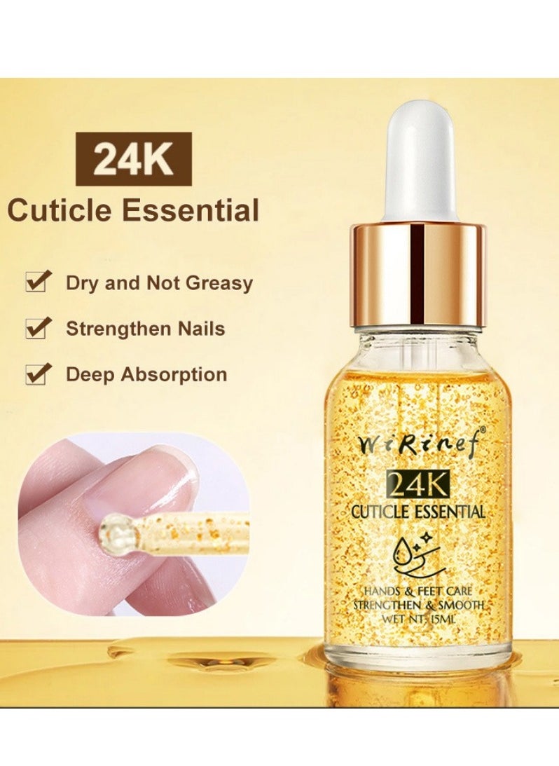 WiRinef Cuticle Essential Hands & Feet Care Strengthen &Smooth,  24K Cuticle Essential Cuticle Oil Nail Polish Cuticle Oil Strengthens Nail Cuticles Removes Moisturizes and Nourishes  - Image 4