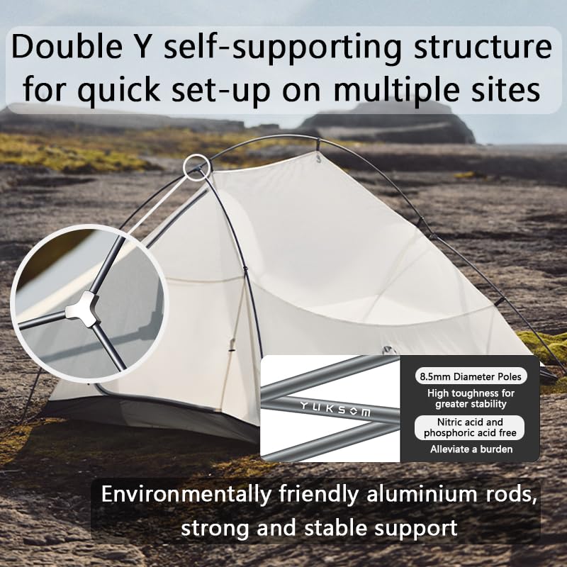 windhike Naturehike 2024 Cloud up Pro Tent, Upgrade Ultralight Tents,1.23kg/2.7lbs,Double 1 Person Tent,for Cycle Camping,Backpacking,Hiking,Self-Standing, Construction,Easy Set up (Grey) - Image 5