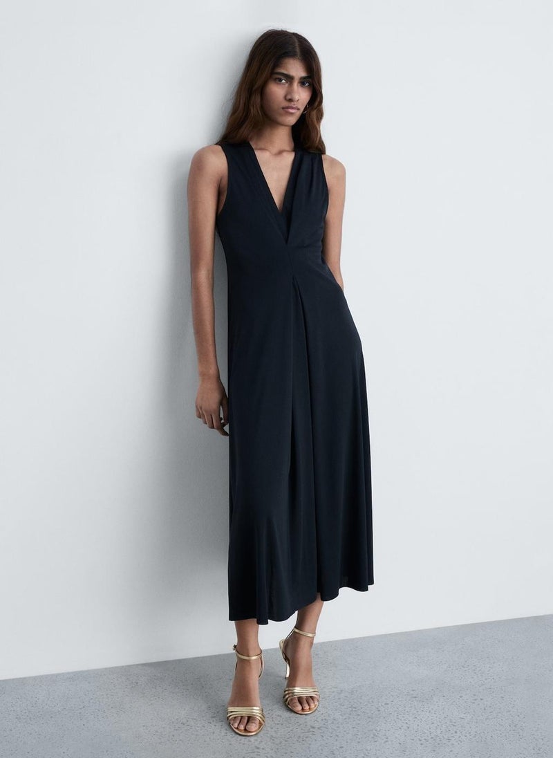 MANGO - V-Neck Knitted Dress - Image 1