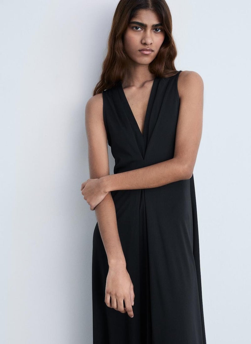 MANGO - V-Neck Knitted Dress - Image 1