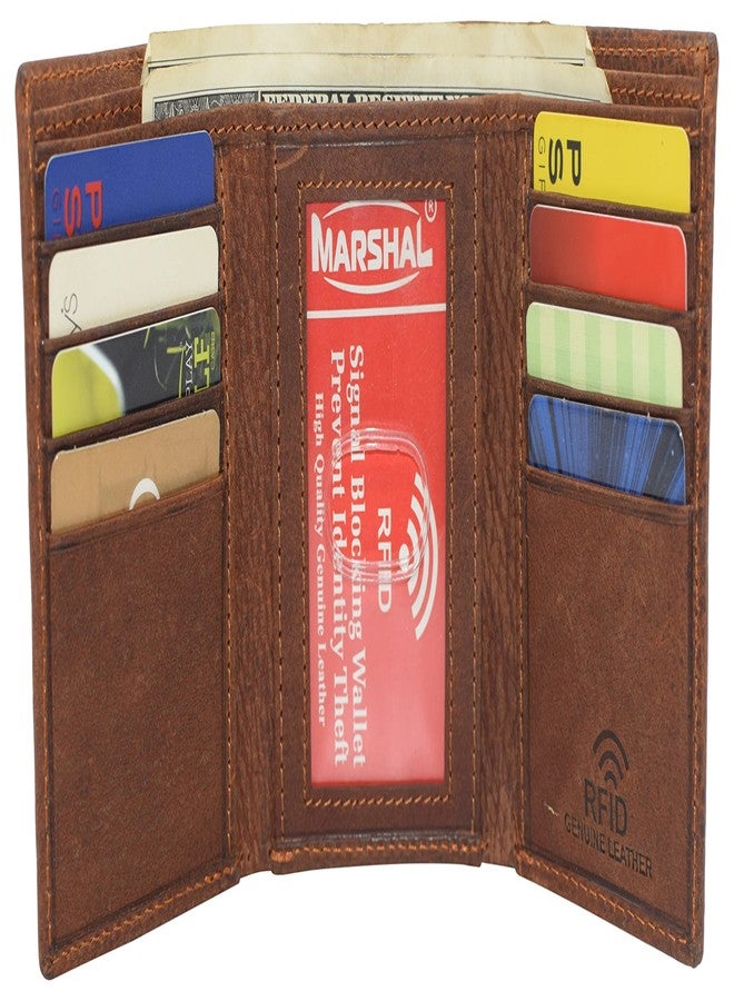 MARSHAL RFID Blocking Cross Genuine Leather Bifold Trifold Wallet for Men, Trifold, Trifold, Wallet - Image 2