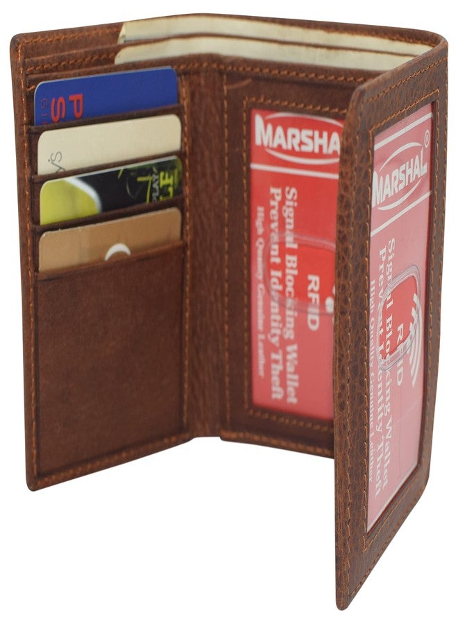 MARSHAL RFID Blocking Cross Genuine Leather Bifold Trifold Wallet for Men, Trifold, Trifold, Wallet - Image 3