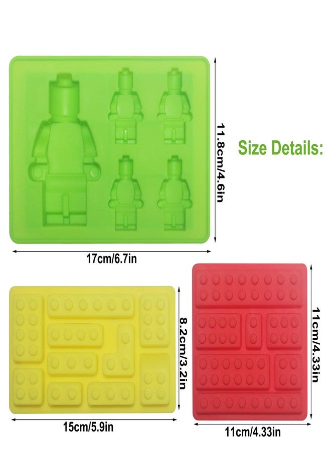 Yedadone 3 Pieces Building Brick Candy Mold Robots Silicone Fondant Mold Building Block Chocolate Silicone Mold for Ice Chocolate Candy Cake Making - Image 3