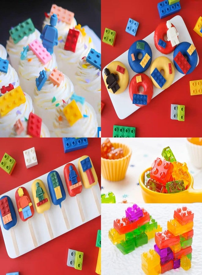Yedadone 3 Pieces Building Brick Candy Mold Robots Silicone Fondant Mold Building Block Chocolate Silicone Mold for Ice Chocolate Candy Cake Making - Image 5