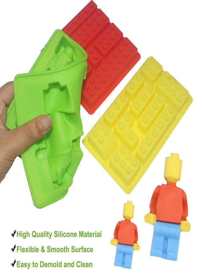 Yedadone 3 Pieces Building Brick Candy Mold Robots Silicone Fondant Mold Building Block Chocolate Silicone Mold for Ice Chocolate Candy Cake Making - Image 4
