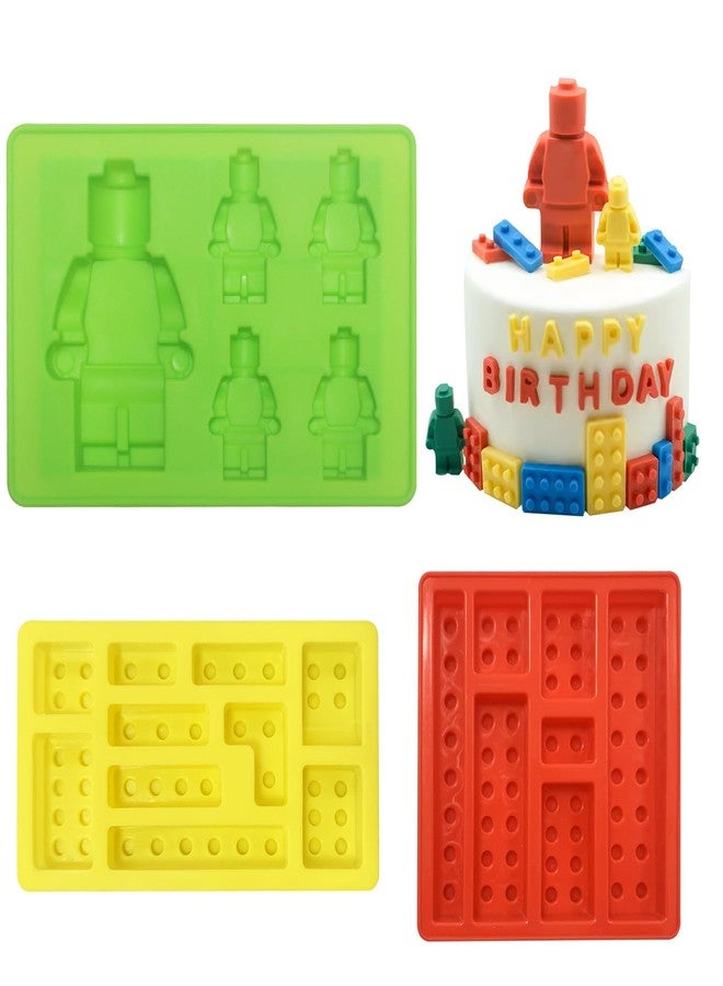 Yedadone 3 Pieces Building Brick Candy Mold Robots Silicone Fondant Mold Building Block Chocolate Silicone Mold for Ice Chocolate Candy Cake Making - Image 1
