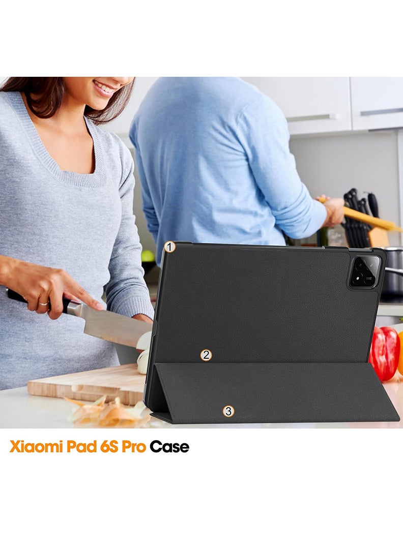 Theodor Protective Flip Case For Xiaomi Pad 6S Pro 12.4 With Trifold Stand Auto Wake Sleep Shockproof Cover Girl holding bag  - Image 2
