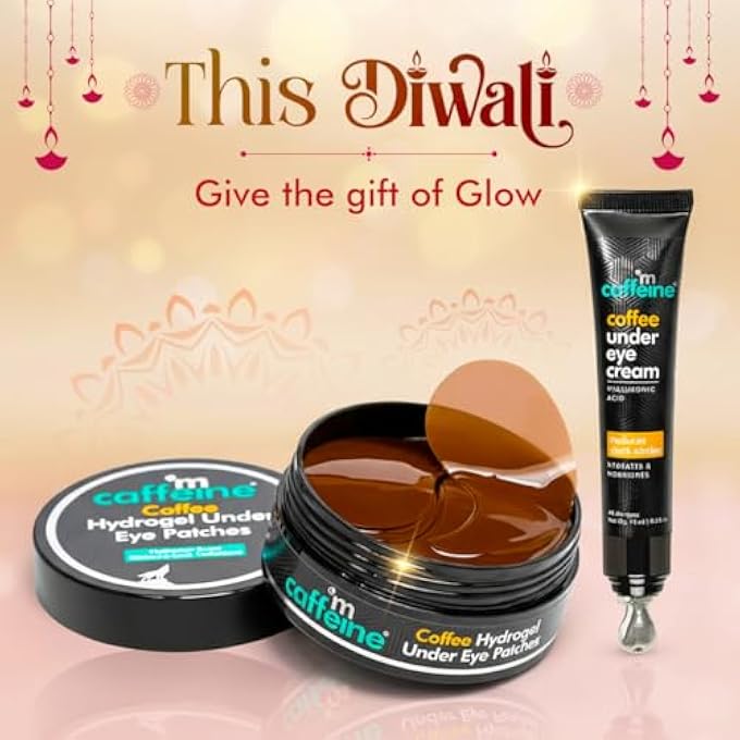 mCaffeine Dark Circle Reduction Combo with Coffee Under Eye Cream & Hydrogel Under Eye Patches for Women and Men | mcaffeine products | Reduces Puffiness, Fine Lines, Wrinkles & Hydrates | For All Sk - Image 3