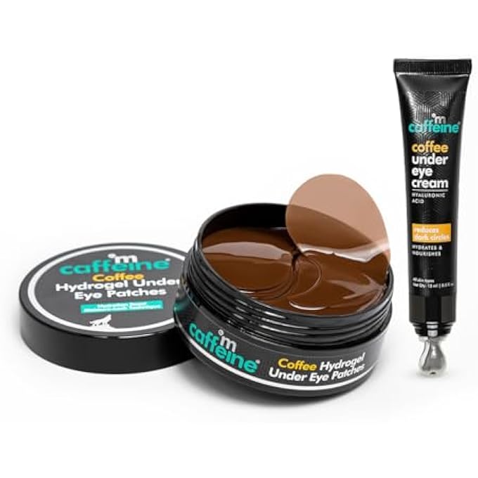 mCaffeine Dark Circle Reduction Combo with Coffee Under Eye Cream & Hydrogel Under Eye Patches for Women and Men | mcaffeine products | Reduces Puffiness, Fine Lines, Wrinkles & Hydrates | For All Sk - Image 2