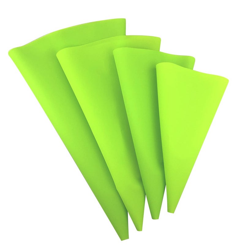 حقائب تزيين قابلة لإعادة الاستخدام من سيليكون 4 قطع لتزيين الكعك لوازم الخبز للبسكويت والشوكولاتة وكعك الكب كيك وكريمة التزيين أدوات مطبخ DIY خضراء 10 12 14 16