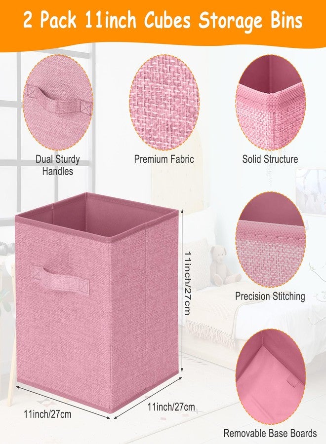 Fiwochic 3 Pack Large Storage Bins Set 23" Toy Chest Storage with Lids and 11" Cubes Organizer Bins for Kids Bedroom Closet Shelf Organizer for Clothes Blankets Nursery Playroom(Pink) - Image 3