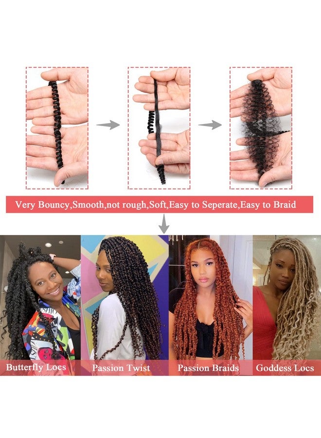 Leeven 18 Inch Passion Twist Crochet Hair 126 Strands Natural Black Water Wave Crochet Hair For Butterfly Locs Passion Twist Hair For Women Long Synthetic Bohemian Braids Crochet Hair 1B - Image 4