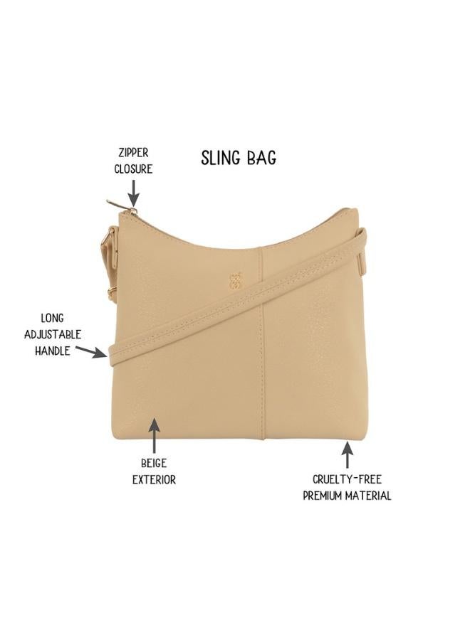 Baggit Women Beige Sling Bag Small Size | Ladies Stylish Casual Cross Body Purse Handbag - Image 2