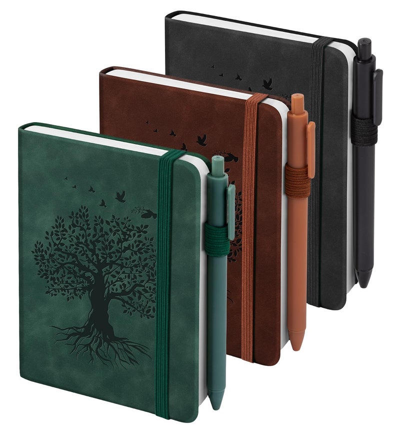 ALKALO 3 Pack Pocket Journaling Notebooks, A6 Small Notebook For Note Taking Journaling Notebooks Journals For Writing Mini Note Pads With Pen Holder 120 Pages 100 GSM Thick Paper - Image 1