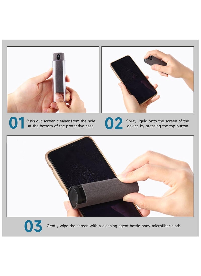 NNEWVANTE - 3-in-1 Screen Cleaner Kit with Microfiber Cloth - Portable Refillable Spray Bottle for Phone, TV, Monitor, Computer, Car Screen - Dark Gra,With protective case - Image 1
