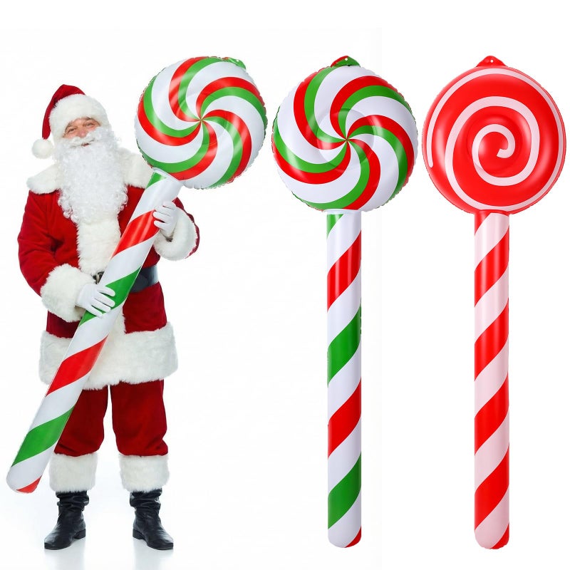 Rotatingpals Giant Inflatable Candy Canes Christmas in July Decorations Large Peppermint Lollipop Pool Noodles Jumbo Blow up Christmas in July Pool Floats for Adults Summer Xmas Party Indoor Outdoor - Image 2