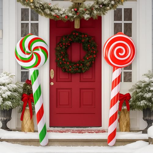 Rotatingpals Giant Inflatable Candy Canes Christmas in July Decorations Large Peppermint Lollipop Pool Noodles Jumbo Blow up Christmas in July Pool Floats for Adults Summer Xmas Party Indoor Outdoor - Image 3
