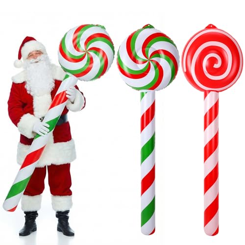 Rotatingpals Giant Inflatable Candy Canes Christmas in July Decorations Large Peppermint Lollipop Pool Noodles Jumbo Blow up Christmas in July Pool Floats for Adults Summer Xmas Party Indoor Outdoor - Image 1