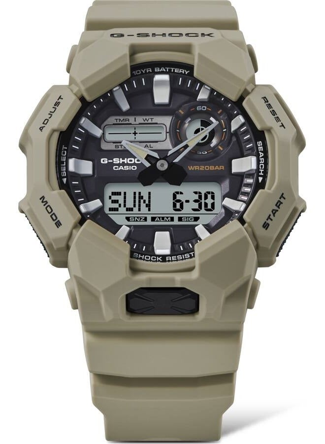 G-SHOCK Analog Digital Bio-Based Khaki Green Resin Band Men's Watch GA-010-5A - Image 3