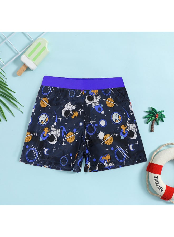 Loquat Quick-drying Breathable Cute Cartoon Children's Swimming Trunks Big Children's Hot Spring Boxer Boys' Swimming Trunks Outlet-Color:3112-sapphire Blue- - Image 1