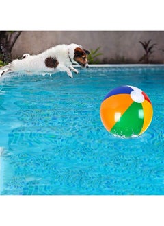 Coopay 24 Pack Inflatable Beach Balls Classic Rainbow Swimming Pool Ball Birthday Beach Party Decoration Summer Water Games Gifts 8 To 12 Inches From Inflated To Deflated  - Image 5