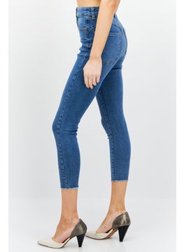 NEW LOOK Women Skinny Fit Mid Waist Washed Stretchable Denim, Blue  - Image 4